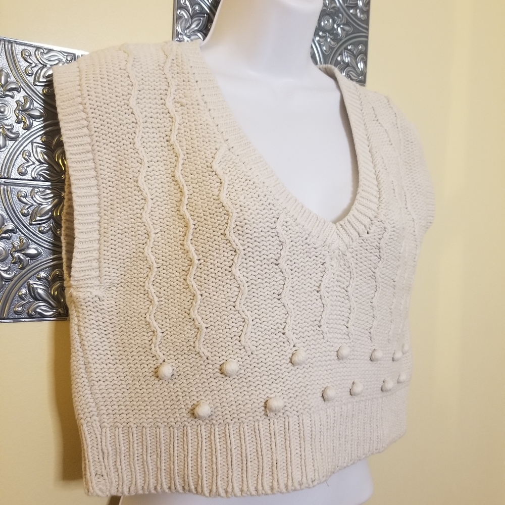 Vintage Robert Scott Hand Knitted Cropped Sweater Size L